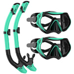 JRing Snorkel Mask Set with 180 Degree Tempered Glass Anti Fog Goggles