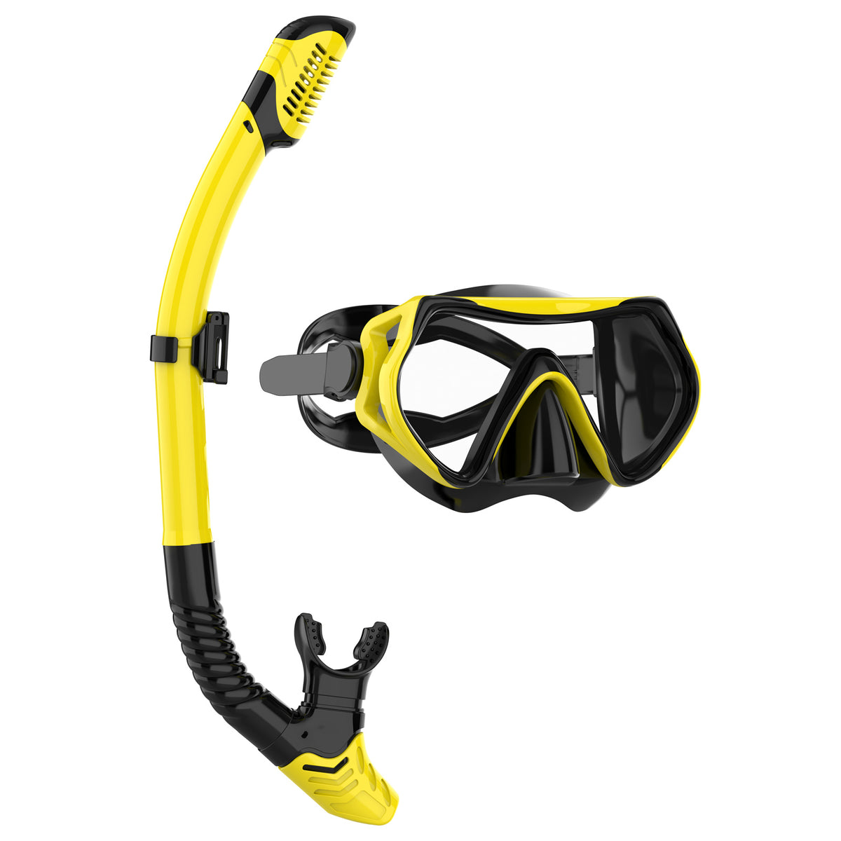 JRing Snorkel Mask Set with 180 Degree Tempered Glass Anti Fog Goggles