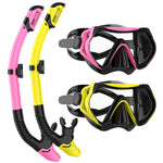 JRing Snorkel Mask Set with 180 Degree Tempered Glass Anti Fog Goggles