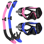 JRing Snorkel Mask Set with 180 Degree Tempered Glass Anti Fog Goggles