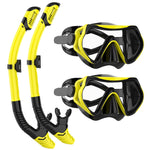 JRing Snorkel Mask Set with 180 Degree Tempered Glass Anti Fog Goggles