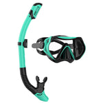 JRing Snorkel Mask Set with 180 Degree Tempered Glass Anti Fog Goggles