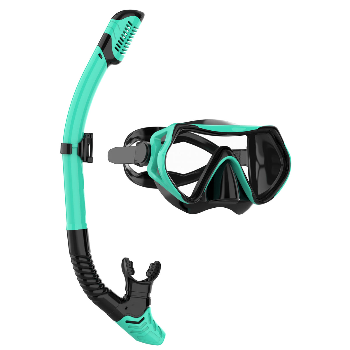 JRing Snorkel Mask Set with 180 Degree Tempered Glass Anti Fog Goggles
