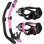 JRing Snorkel Mask Set with 180 Degree Tempered Glass Anti Fog Goggles