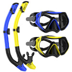 JRing Snorkel Mask Set with 180 Degree Tempered Glass Anti Fog Goggles