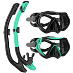 JRing Snorkel Mask Set with 180 Degree Tempered Glass Anti Fog Goggles