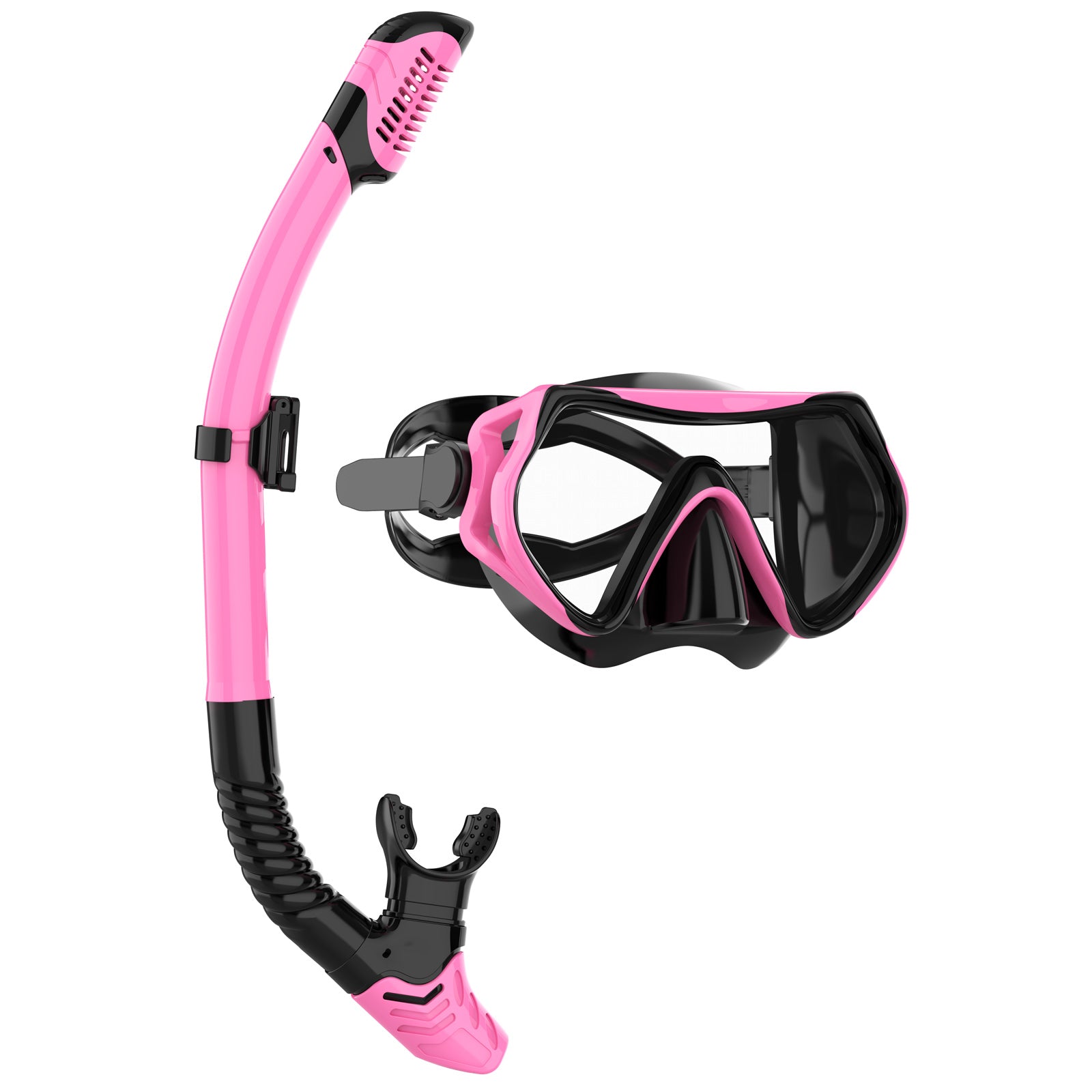 JRing Snorkel Mask Set with 180 Degree Tempered Glass Anti Fog Goggles