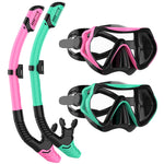 JRing Snorkel Mask Set with 180 Degree Tempered Glass Anti Fog Goggles