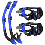 JRing Snorkel Mask Set with 180 Degree Tempered Glass Anti Fog Goggles